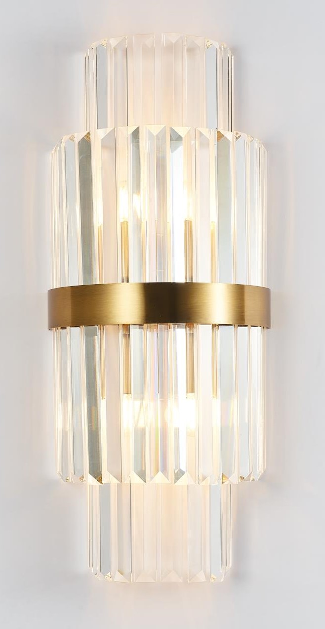 Arandela de parede moderno Tamas dourada com placas de cristal Lustres Gênesis loja online de Lustres e Iluminação Decorativa
